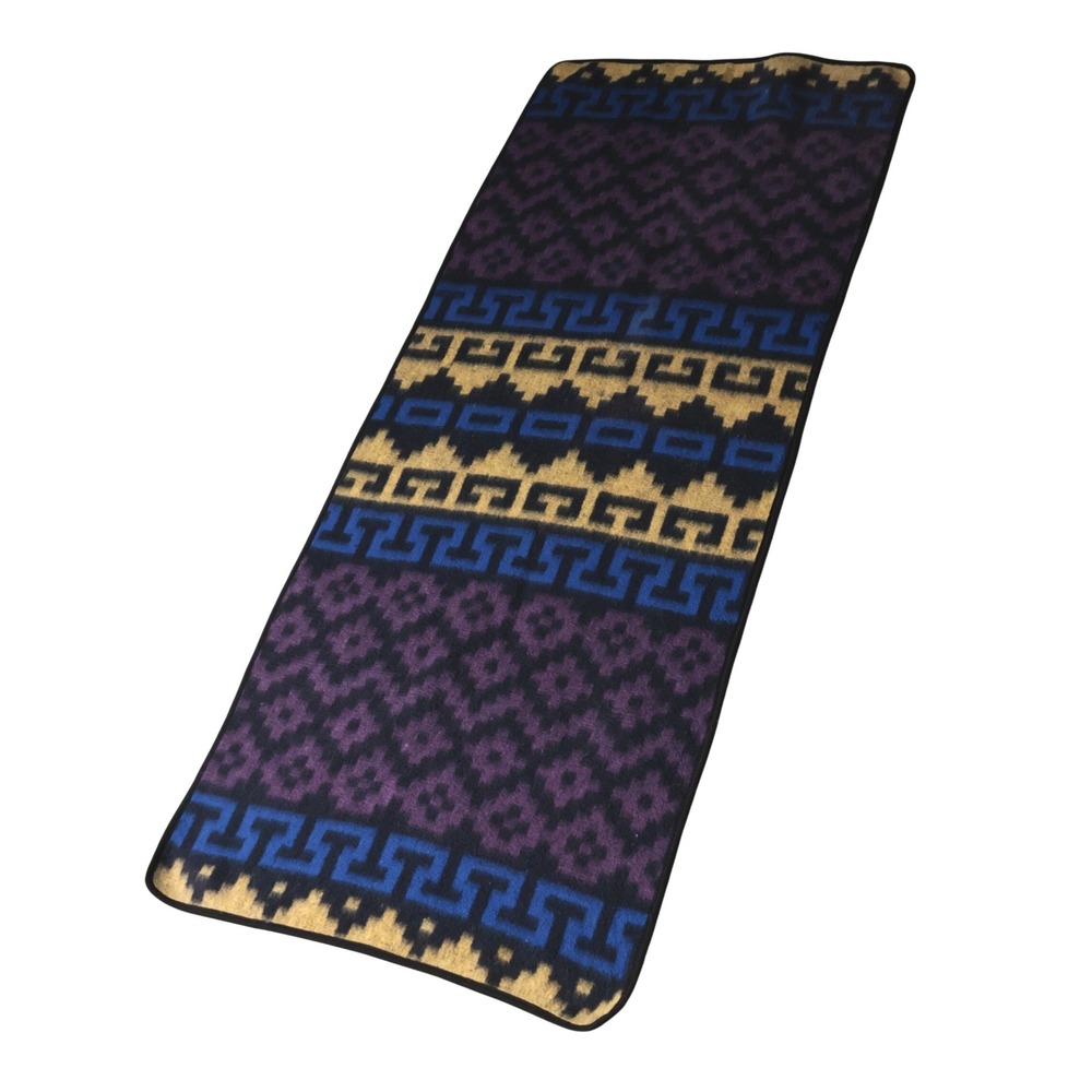 Vel-mex Southwestern Aztec Geometric Fleece Throw Blanket Purple Blue Gold 72x29